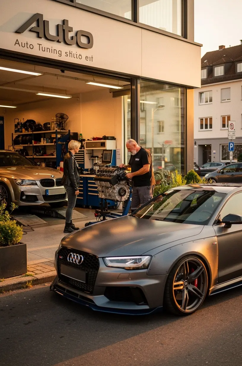 Moderne Werkstattausrüstung und optimierte Motorsteuerung für maßgeschneiderte Fahrzeuganpassungen in Deutschland.